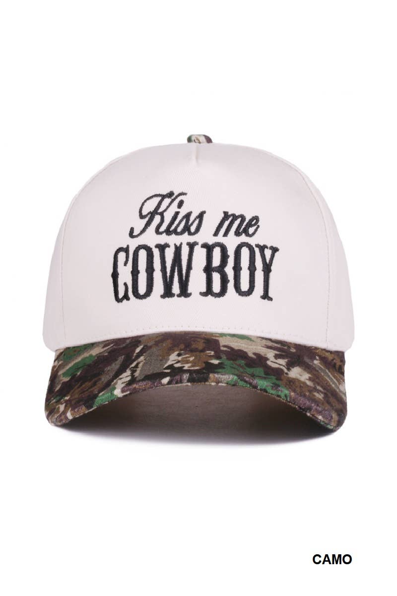 Kiss Me Cowboy Two Tone Canvas Cotton Cap CAMO OS