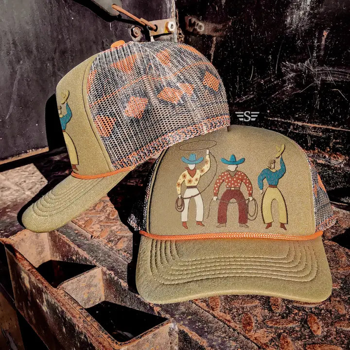 Olive Vintage Cowboys Trucker Cap
