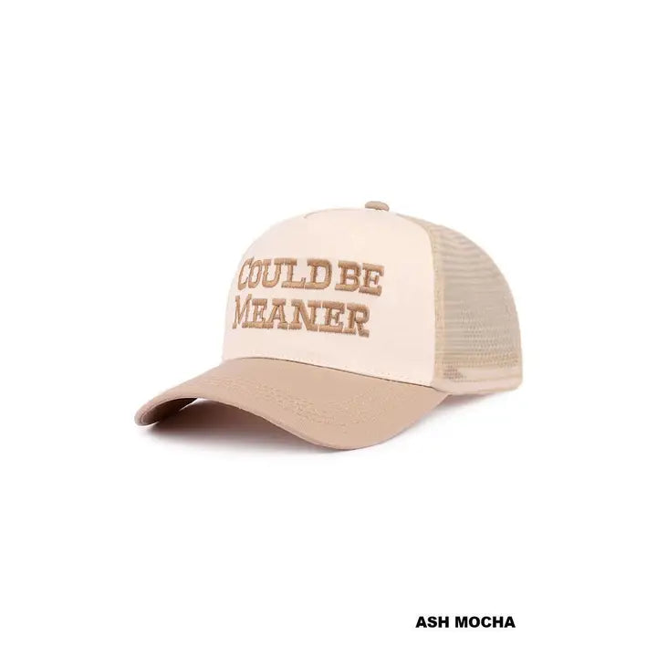 Could Be Meaner Tan Two Tone Mesh Snapback Cap