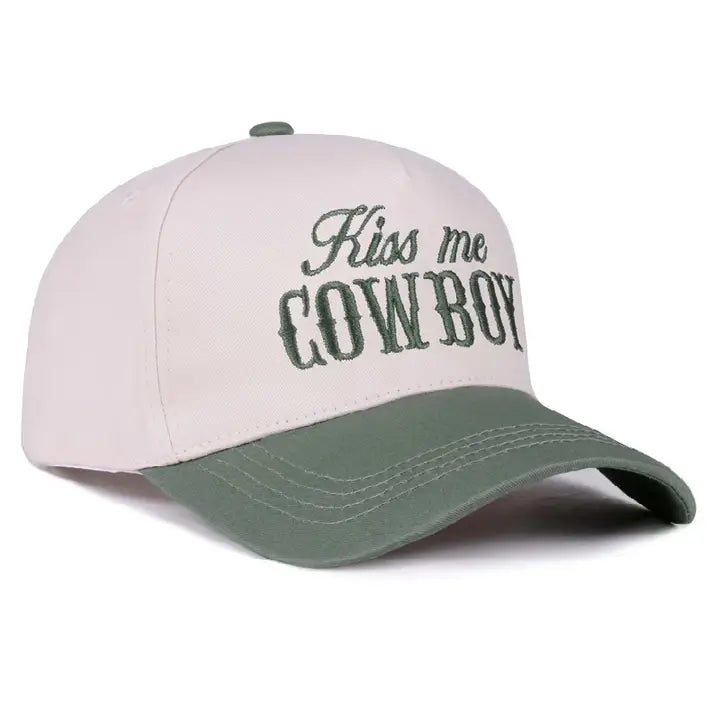 Kiss Me Cowboy Forest Two Tone Canvas Cotton Cap