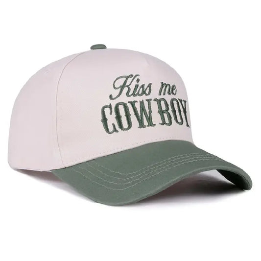 Kiss Me Cowboy Forest Two Tone Canvas Cotton Cap