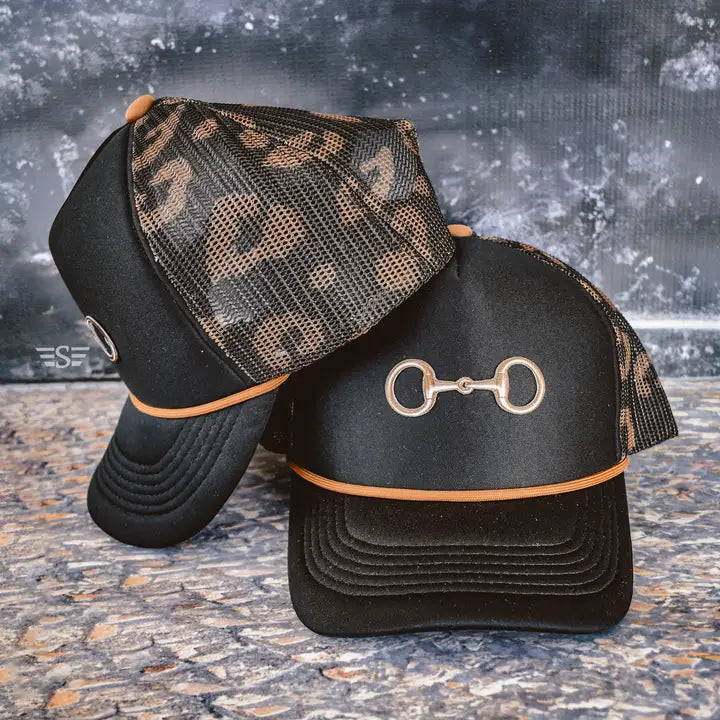 Brown Snaffle Bit Ponytail Trucker Cap