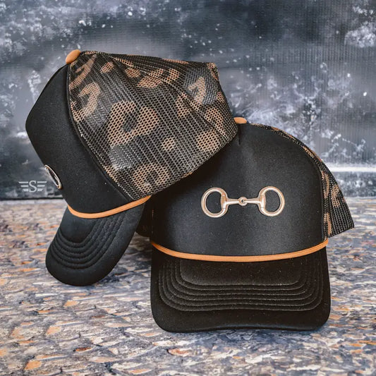 Brown Snaffle Bit Ponytail Trucker Cap