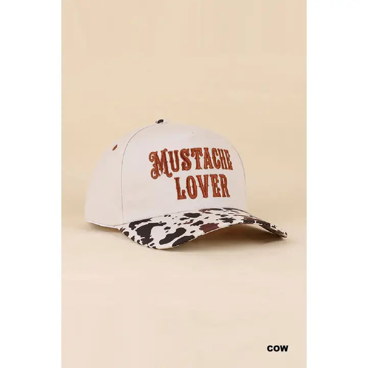 Mustache Lover Cowprint Two Tone Snapback Cap