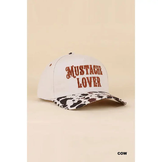 Mustache Lover Cowprint Two Tone Snapback Cap