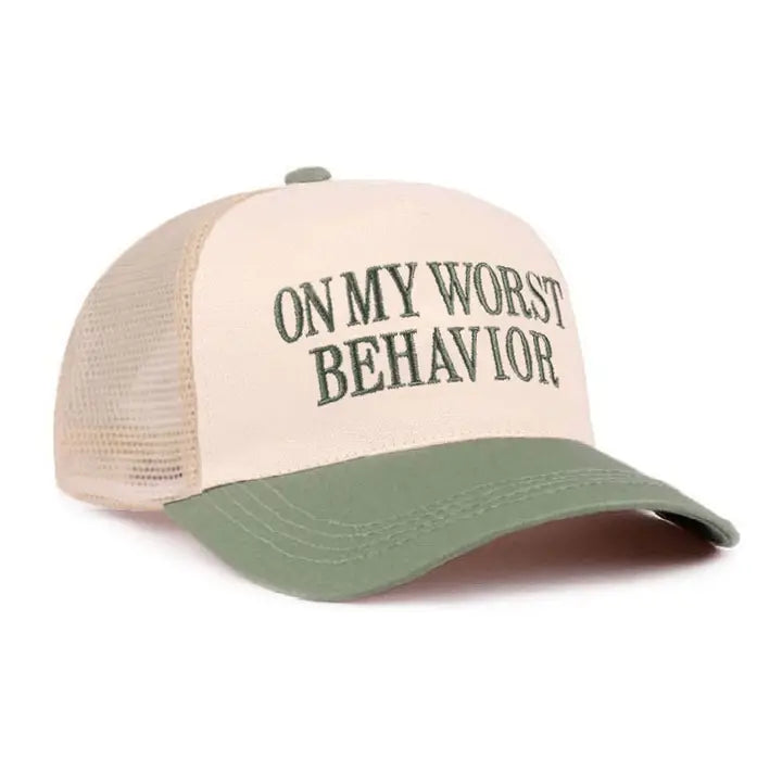 On My Worst Behavior Two Tone Mesh Snapback Cap