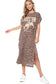 Buck 'Em Cowboy Vintage Graphic Leopard Maxi Dress: CHARCOAL