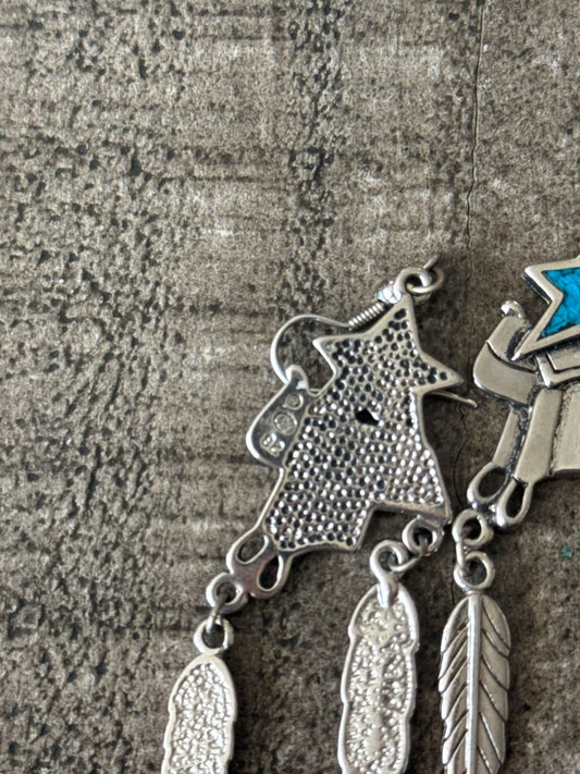 Vintage Saddle/Feather Earrings