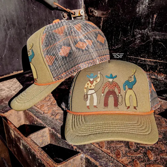 Olive Vintage Cowboys Trucker Cap